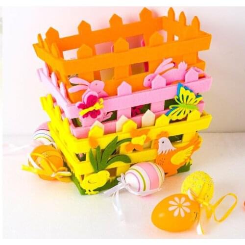 2021 Easter Decoration Cute Easter Non-woven Fruit Basket Happy Easter Egg Baskets Party Decor Easter Candy Gift Organizer