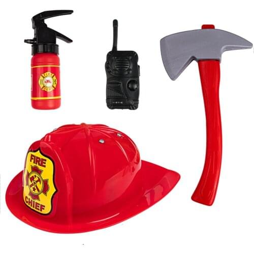 Fireman Toys Kids Firefighters Cosplay Figures Sets Accessories Fire Caps Costume Party Role Playing Toy