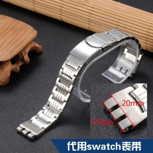 Watch Accessories Watch Strap For Swatch Watch Solid Stainless Steel Bracelet Convex and Notch Steel Belt 17mm 17.5mm 20mm 22mm