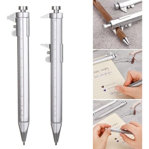 1 Pcs Multifunction 0.5mm Gel Ink Pen Vernier Calibers Pen Scale Ruler BallPoint Measuring Tool Office Stationery Supplies Gift