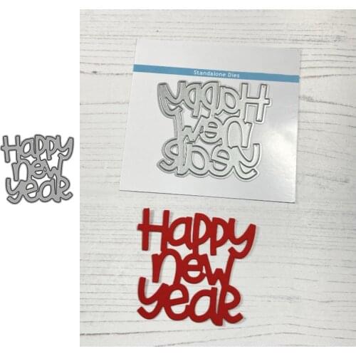 Happy New Year Letter New Cutting Dies Stamps Dies Scrapbooking Mold Cut DIY Handmade Tools Craft Decoration 2021 New Metal Dies