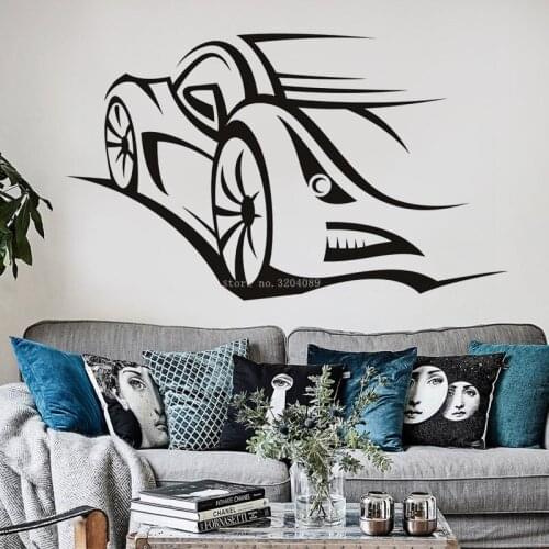 Sports Car Design Racing Wall Sticker Cool Half-shape design decal Living Room Teen bedroom Extreme sport Self-adhesive DG630