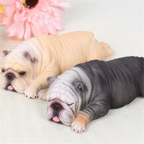 Sleep Dog English Bulldog Pet Animal Figure Model Toy Collector Decor Kid Gift