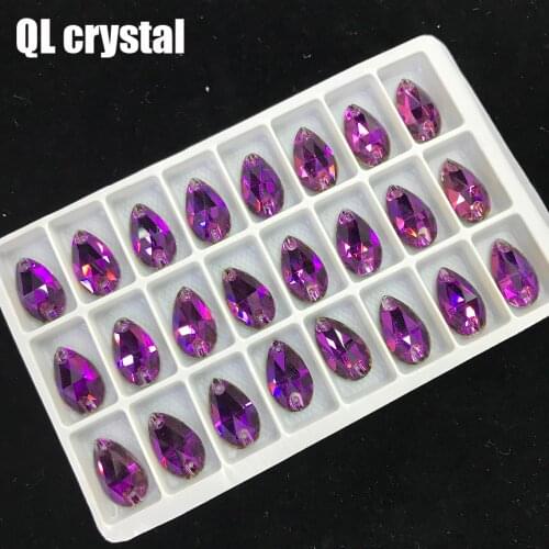 11x18mm K9 Teradrop Sew On Flatback Rhinestones Sewing Glass Crystal Sew-on Stone for Wedding Decoration DIY Clothes bags shoes