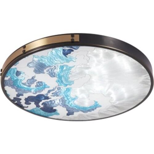 All copper enamel color new Chinese ceiling lamp modern dining room bedroom study simple ultra-thin round ceiling lamp