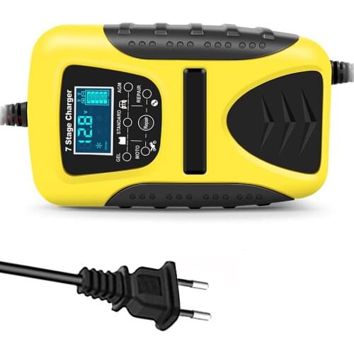 7 Stage Smart Car Battery Charger 12V 7A Full Automatic Battery Charge Machine LCD Display for Car Motorcycle with Pulse Repair