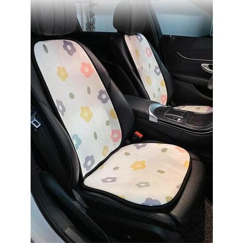 2021 New Four Seasons Winter Plush Universal Three-piece Female Flowers Warm Car Seat Cushion Seat Cover