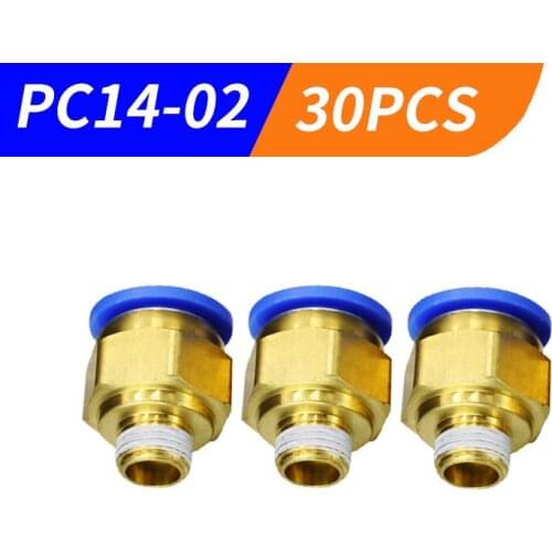 HIGH QUALITY 30pcs BSPT PC14-02 Air Fitting 14mm to 1/4'' Pneumatic Connectors male straight one-touch fittings