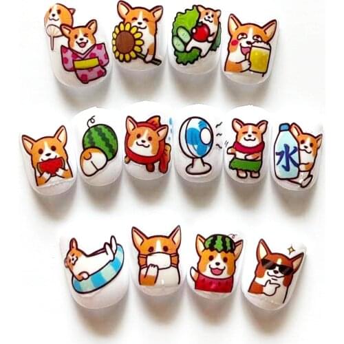 ZD-3642 series Corgi DOGS Corgi spotty dog 3d nail art stickers decal template diy nail tool decorations
