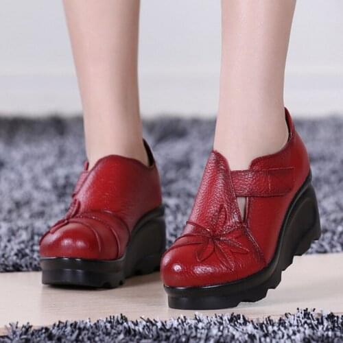 Genuine Leather Womens Retro Sandals 2021 Summer High Heels Handmade Ladies Shoes Sandals Platform Woman Shoes Summer Sandal