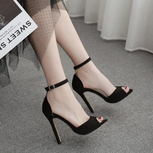 2021 New shoes woman sexy cover heels women sandals ankle strap black pumps fish mouth sexy high heels dress party shoes