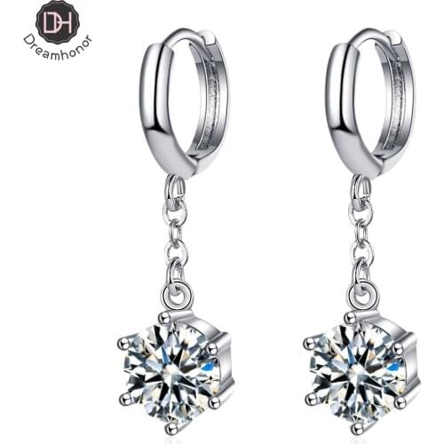 Dreamhonor Fashion Female Cubic Zirconia Long Drop Earrings Jewelry Elegant Earrings For Women Silver Color Wedding Earrings