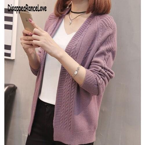 2021 Women Long Sweater and Cardigans Lantern Sleeve Loose Knitte Coat Open Stitch Winter Cashmere Cardigans Female Coat