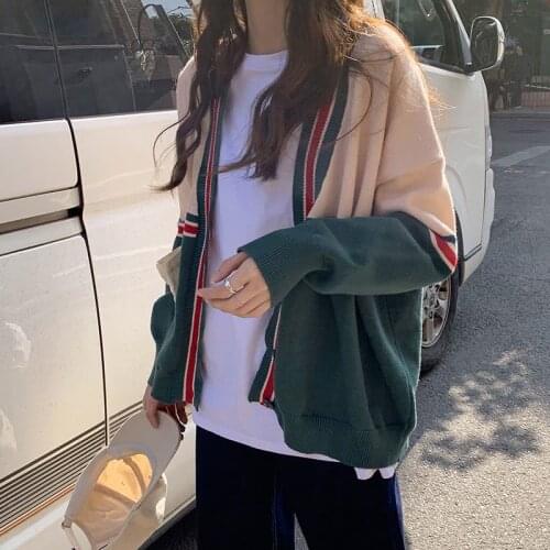 Womens sweater womens knitwear new loose V-neck knitted cardigan jacket tops womens jacket sweater women tide