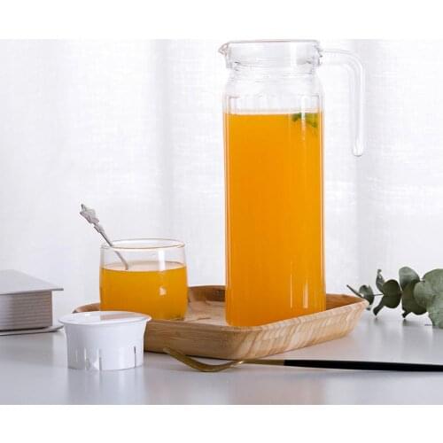 OTHERHOUSE 1Pc Glass Juice Water Jug Bottle Drinkware Large Capacity Bottles Pot Heat Resistant Bottle with Lid Water Dispenser