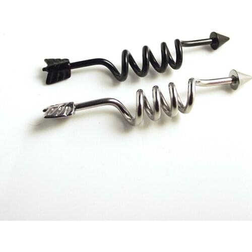 1 Piece 316L Surgical Stainless Steel 14G 35mm Spike Love Spring Arrow Industrial Barbell Cartilage Ear Piercing Helix Jewelry