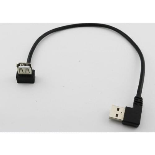 10pcs USB 2.0 A Male Right Angled To USB 2.0 A Female Angled Data Charger Charging Adapter Cord Cable 1ft