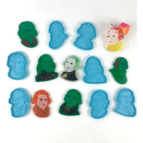 7 Pcs Foreigner Head Keychain Epoxy Resin Mold Pendant Casting Silicone Mould DIY Crafts Polymer Clay Jewelry Making Tool