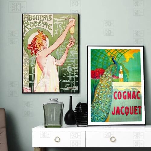 Absinthe Print Vintage French Robette Drinks Advert Poster Cognac Jacquet Wall Art Canvas Painting Picture for Living Room Decor