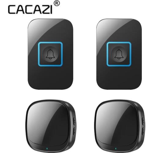 CACAZI USB Wireless Waterproof Doorbell Smart Home Door Bell 60 Chime Kit LED Flashing Security Alarm Welcome Melodies