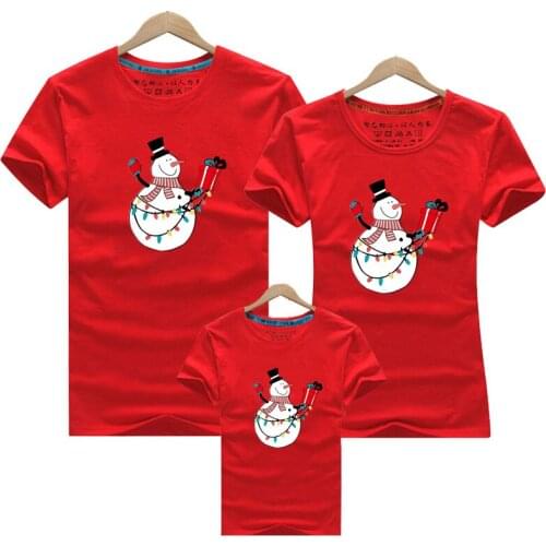 Christmas Snowman Mother Daughter Clothes Cotton Father Son Boys Women Girl T Shirt Family Matching Outfit Family Clothing