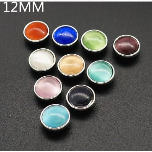 Hot sale 10pcs mixed beauty Round cat eye stones surface 12MM snap buttons fit DIY 12mm snap jewelry NS5015