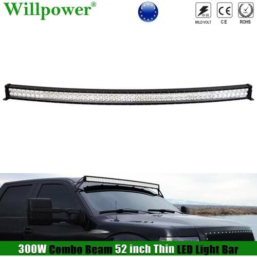 4x4 Truck Car Roof 300W 52" Curved LED Light Bar For Jeep JK Chevy Dodge 4WD Offroad Pickup SUV Slim Lightbar Fog Driving Lamp