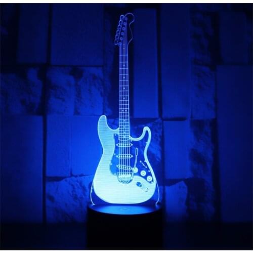 3D LED Night Light Graceful Electric Guitar with 7 Colors Light for Home Decoration Lamp Amazing Visualization Optical Illusion