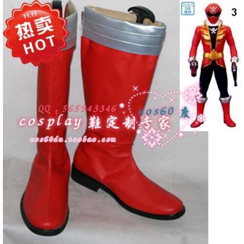 Kaizoku Sentai Gokaiger Gokai Red Cosplay Boots Shoes S008