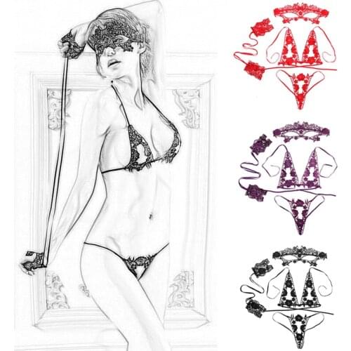 4Pcs Sexy Lingerie Set Lace Transparent Push Up Bralette Women Lingerie Porno Bra And Panty Set Intimates Sexy Bra Set Underwear