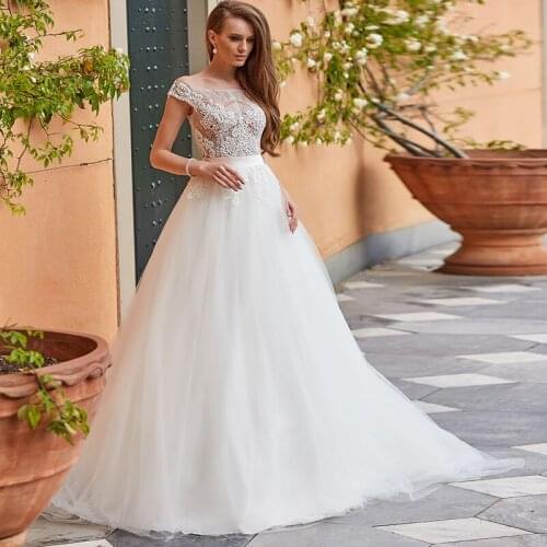 Off the Shoulder Lace Bridal Gowns 2021A Line Floor Length Lace Tulle Beach Boho Wedding Dresses vestido de fiesta de boda