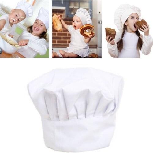 Hot Sale 1Pcs Cute Mushroom Design Kid Chef Hat White Cotton Polyester Hats For Baby Chefs Bakers Apparel Accessories New