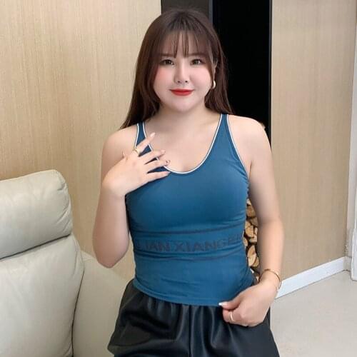 Women Solid Color Letter Sleeveless Vest Tank Tops T Shirt Basic Big Size Camis Girls Streetwear Crop Tops fit 40-80kgs