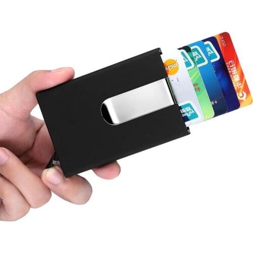 2019 Metal Business ID Travel Card Wallet Automatic Pop Up ID Credit Card Holder Unisex Card Case Stainless Steel Metal Clip