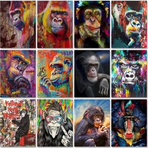 SDOYUNO Orangutans Paint By Number Animal DIY Acrylic By Numbers Kits Hand Painted Oil Coloring Paint Pictures By Numbers Gift H