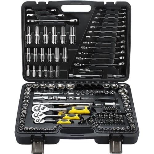 150pc Auto Repair Tool Set Two-Way Ratchet Wrench Spark Plug Socket Pneumatic Socket Bit Professional Repair Tools