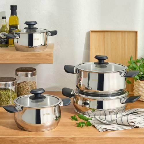 Emsan Balat Steel 8 Piece Cookware Set