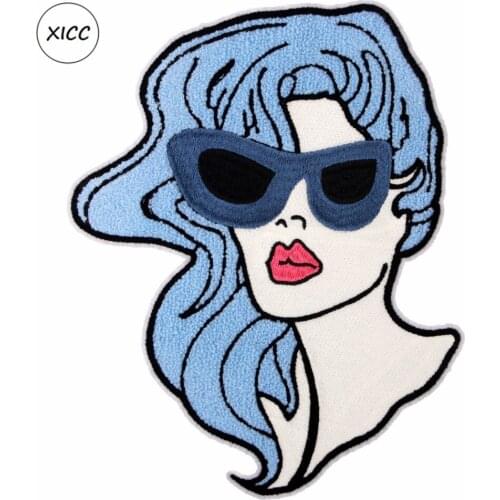 XICC Big Size Beautiful Woman Towel Handmade embroidery patches fles A level Applique On The Rope For Fashion Girl Stickers