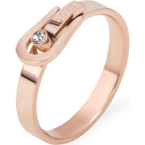 Stainless Steel AAA Crystal Love Belt Buckle Ring For Women Luxury Female Finger Rings Couple Engagement Party Wedding Jewelry