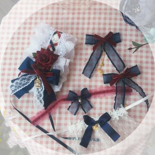 Lolita Sweet Hair hoop Headwear Japanese Soft Sister Cute Bowknot Lace Hair Band Hair Clip Side clip Hand Sleeve Hair Ornament
