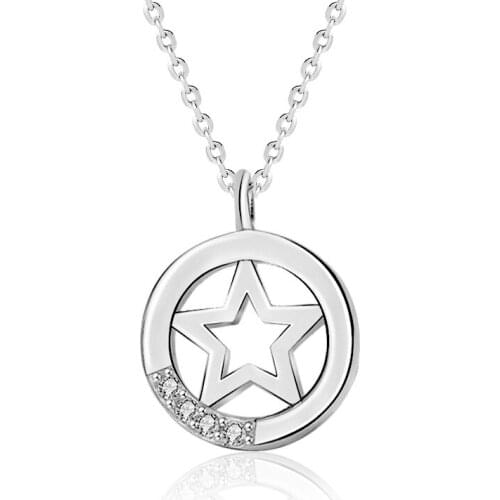 S925 Sterling Silver Hollow Five-pointed Star Necklace Female Ins New Rose Gold Clavicle Chain Light Luxury Necklace