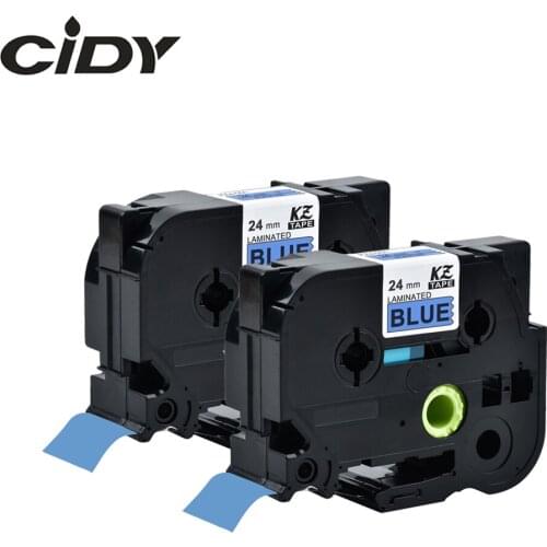 CIDY 2pcs compatible tze laminated tape tze 551 tze551 tze-551 tz551 tz 551 black on blue tape for brother label printer