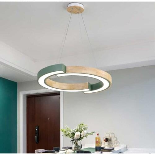 Modern Minimalist Led Chandelier Living Room Bedroom Kitchen Bar Dinner Creative Irregular Round Wood Decorative Pendant Light