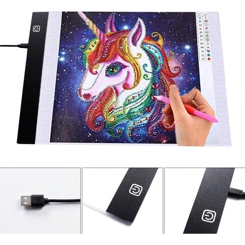 2 Size A3 LED Light Pad for Diamond Painting, USB Powered Light Board Kit, Adjustable Brightness with Detachable Clips