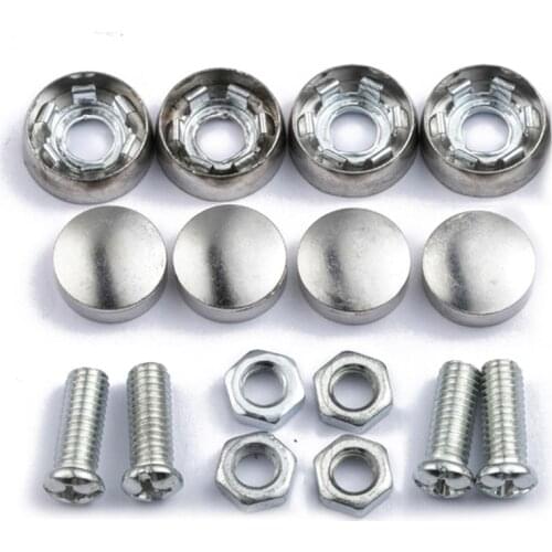 X7AE Universal Car License Plate Frames Screw Cap Kit Tag Metal Latches Cover