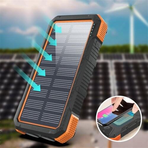45000mAh wireless solar power bank sos portable travel solar panel automatically recharges in the sun, external battery charger
