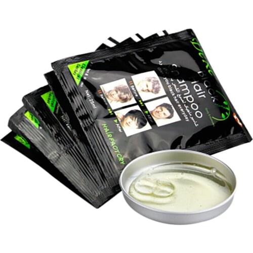 NEW 10pcs Herb Natural Fast Black Hair Restoring Dye Shampoo Black Hair Shampoo Dyeing Hair In Black