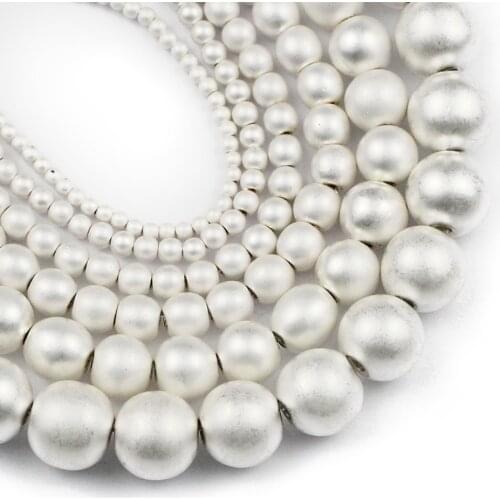 YHBZRET Natural Matte White Gold Hematite Stone Round Loose Spacer Beads For Jewelry Making Diy bracelet Necklace 2/3/4/6/8/10mm