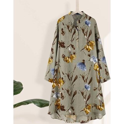 Bohemian Floral Printed Shirt ZANZEA Autumn Blouse Women Female Buttons Blusas Chemise Tunic Top Casual Long Sleeve Long Tops