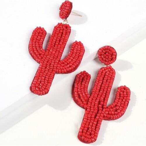 The New Creative Cactus Manual Meters Bead Stud Earrings Bohemian National Wind Jewelry Earring Punk Women For Party Gift